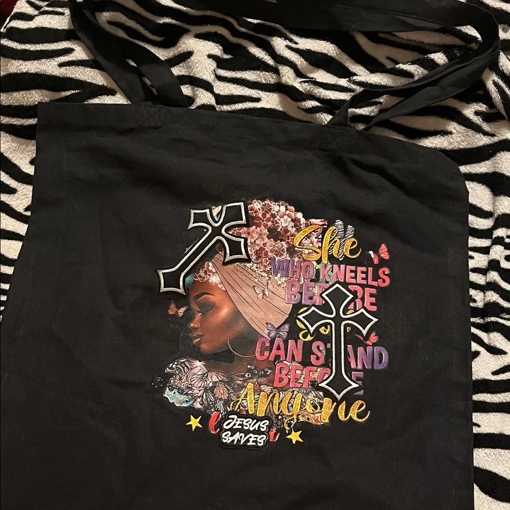 Black Graphic Tote Bag